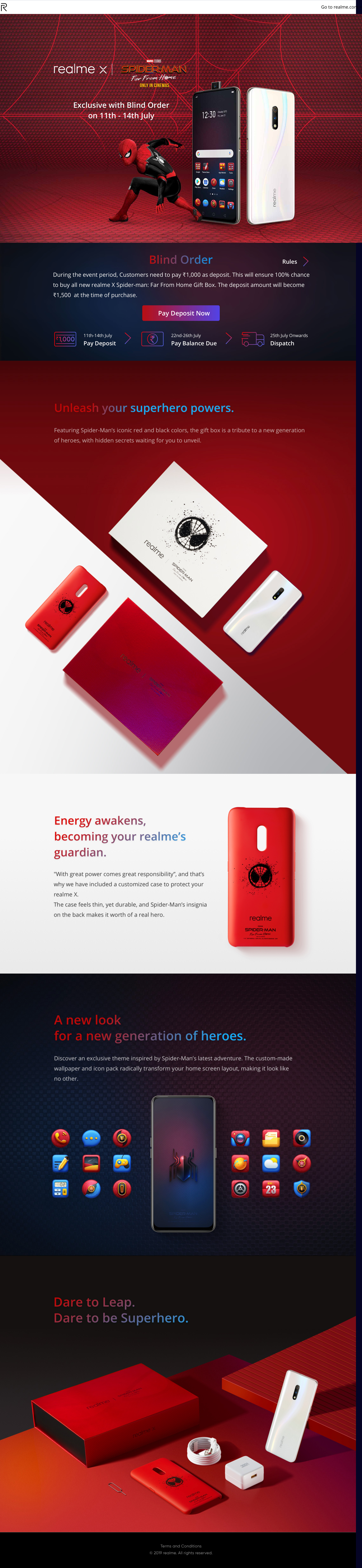 Realme Spider-Man event page